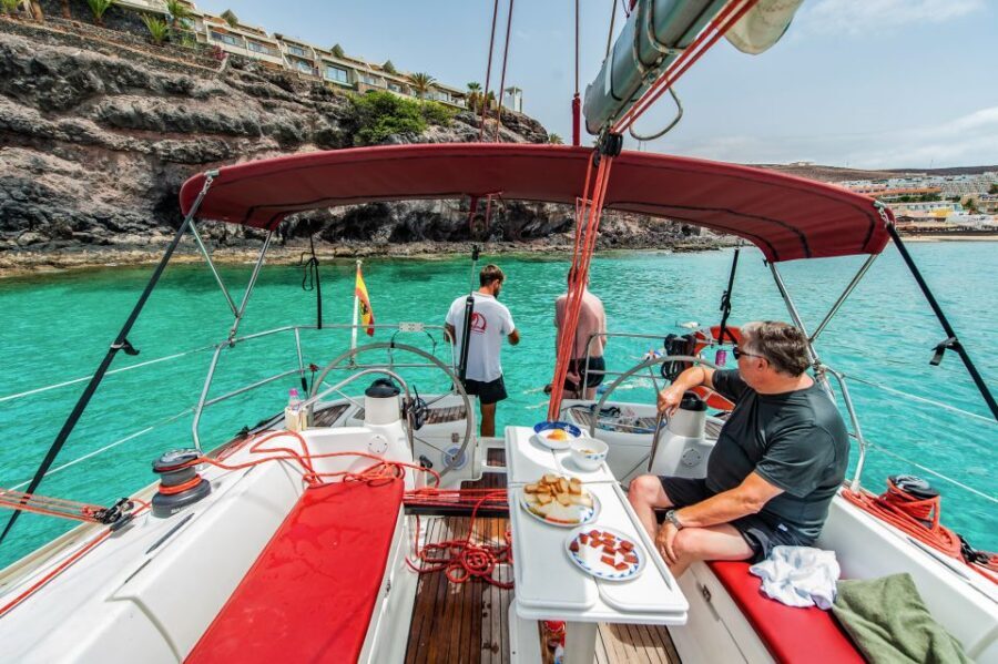 Fuerteventura: Sailing with Snorkeling and Dolphin Watching - The anchor stop: swimming and snorkeling with provided gear